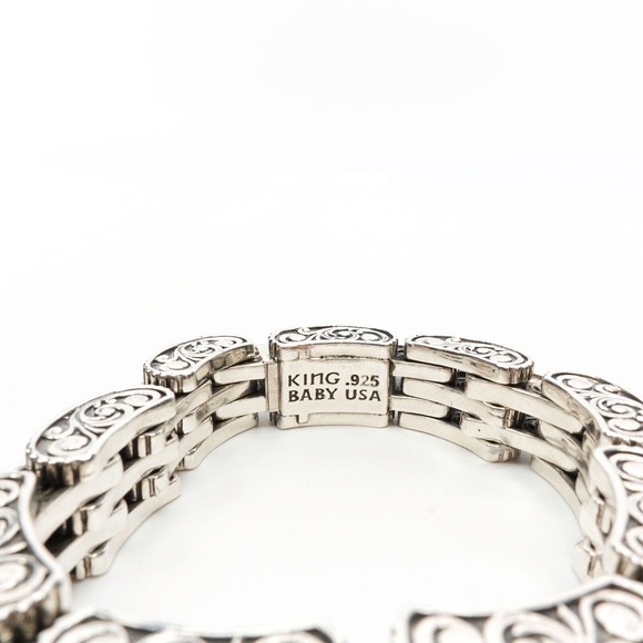 King Baby Studio Small 7 Row Rotor Link Bracelet Star Box Clasp Silver .925 - Picture 5 of 11